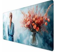 Blue Mouse Mat 32X12inch Girls Gaming Mouse Pad, Large Mousepad with Non-Slip Rubber Base, Office Accessories with Stitched Edge, Washable Mousepad for Laptop, Office, Room Decor, Gifts for Men -XZ77Z