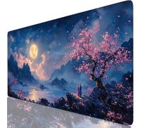 Blue Mouse Mat 39.4x19.7x0.12 inches XXL Gaming Mouse Pad Moon Desk Mat, Desk Accessories with Non-Slip Base and Stitched Edge, Improved Precision and Speed Gaming Mousepad for PC Laptop,Office Y8-964