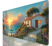 Blue Mouse Mat 47.2x23.6x0.12 inches XXL Gaming Mouse Pad Sunrise Desk Mat, Desk Accessories with Non-Slip Base and Stitched Edge, Improved Precision and Speed Mousepad for Laptop, Office Work Y8-883