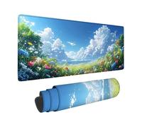 Blue Mouse Mat 600 X 300 X 3 MM, Mouse Pad Landscape Pattern with Stitched Edge Design, Waterproof Mousepad Large 24x12x0.12inch with Non-Slip Rubber Base for Office Desk Accessories, Gifts -zzg25054Z