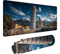 Blue Mouse Mat 900 x 400 x 4 mm Large Gaming Mouse Pad Leaning Tower Of Pisa Desk Mat with Stitched Edges, Mousepad Non Slip Rubber Base, Waterproof Keyboard Desk Pad for Office Accessories w-10100