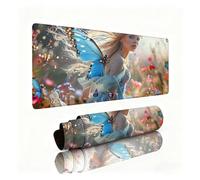 Blue Mouse Mat Angel Gaming Mouse Pad Desk Pad 800x400x3mm, Non-Slip Desk Mat Large, Waterproof Soft Cloth, Durable Stitched Edges, Table Protector for Office and Home, Decor Accessories Gifts 0B-202