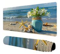 Blue Mouse Mat Beach Desk Mat 1600x800x3mm Mouse Pad Large, Waterproof Mousepad with Stitched Edges and Non-Slip Rubber Base Mousemat, Desk Accessories for Men, Work From Home Essentials Gifts J1-493