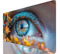 Blue Mouse Mat Eye Mouse Pad Desk Mat Soft Smooth Surface and Anti-Slip Rubber Base for Stable Grip on Smooth Surfaces, Improved Precision and Speed, Mousepad for Office, Home 1600 x 800 x 3mm K0-352