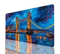 Blue Mouse Mat Gaming Mouse Pad 1000 * 500 * 3MM, Extended Waterproof Mousepad, Non-Slip Rubber Base Desk Mat Large Mouse Pad Large Mouse Mat, Keyboard Mat for Office & Home, PC London Bridge 60-P-2
