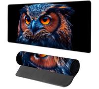 Blue Mouse Mat Gaming, Owl Mouse Pad 900x400x3mm, Extended XXL Desk Mat Large with Stitched Edges, Improved Precision and Speed Non-Slip Rubber Base Mousepad for Office Accessories, Gifts O-6795