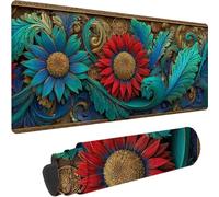 Blue Mouse Mat Large 1600x800x3 mm Extended Gaming Mouse Pad Flower Desk Mat With Stitched Edges, Waterproof Soft Cloth Mousepad, Non-Slip Rubber Base Desk Pad for Home Office Accessories Gifts z-85