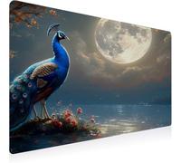Blue Mouse Mat,Large Mousepad 700x300x3mm Peacock Gaming Mouse Pad,Desk Pad with Stitched Edges,Extended Waterproof Keyboard Mat Non-Slip Rubber Base for Office,Home Desk Accessories for Men D1-178