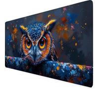 Blue Mouse Mat Owl Gaming Mouse Pad XXL 60 x 30cm Desk Mat Large with Non-Slip Base and Stitched Edge Keyboard Pad for Gaming/Home/Office Work/Accessories Gifts, Improved Precision and Speed az5030i