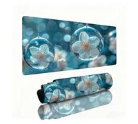 Blue Mouse Mat Peach Blossoms Mouse Pad Desk Mat 800x400x3mm, Table Mats, Soft Smooth Surface and Anti-Slip Rubber Base, Improved Precision and Speed, Desk Accessories for Men PC, Laptop, Office 0B-41