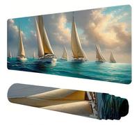 Blue Mouse Mat Sea Desk Mat 1600x800x3mm Mouse Pad Large, Waterproof Mousepad with Stitched Edges and Non-Slip Rubber Base Mousemat, Desk Accessories for Men, Work From Home Essentials Gifts J1-915