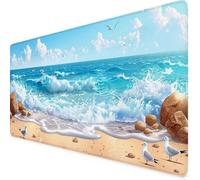 Blue Mouse Mat Sea Gaming Mouse Pad XXL 60 x 30cm Desk Mat Large with Non-Slip Base and Stitched Edge Keyboard Pad for Gaming/Home/Office Work/Accessories Gifts, Improved Precision and Speed p4382i