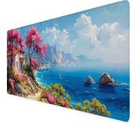 Blue Mouse Mat Sea Gaming Mouse Pad XXL 90 x 40cm Desk Mat Large with Non-Slip Base and Stitched Edge Keyboard Pad for Gaming/Home/Office Work/Accessories Gifts, Improved Precision and Speed p6442i