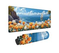 Blue Mouse Mat Sea Mouse Pad 60x32inch, Washable Mousepad, Gaming Mousepad Office Accessories with Anti-Slip Rubber Base Double Stitched Edges Wear-resistant for Office, Decor, Gifts for Men -TL494I