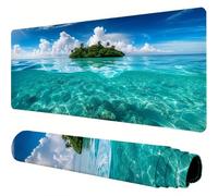 Blue Mouse Mat Small Island Desk Mat 800x400x3mm Mouse Pad Large, Waterproof Mousepad with Stitched Edges and Non-Slip Rubber Base Mousemat, Desk Accessories for Men, Work From Home Essentials J1-917