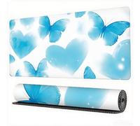 Blue Mouse Mat XXL 35.4x15.7x0.12 inch Large Gaming Mouse Pad Love Desk Mat Stitched Edges, Washable Japanese Mousepad with Anti-Slip Rubber Base Computers Desk Pad for Laptop Office Decor, Model869