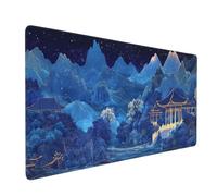 Blue Mouse Mat xxl Gaming Mouse Pad 600x300 mm non Slip Desk Mat, Mountain Extended Large Mousepad Waterproof & Durable & Stitched Edges Keyboard Mat for Home, Office, Gaming Room (24x12 Inch) 2S-93
