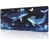 Blue Mouse Mat XXL, Whale Mouse Matt 1000x500mm, Non-Slip Base and Anti-Fray Stitched Edge Mousepad, Spill-resistant Durable Design, Precision Control Mousepads, Fits Laptop for PC/Office/Gifts M1-72