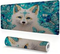 Blue Mouse pad 800x400x3mm with Non-Slip Base office decoration Kl-612 | Mouse Mat Fox, Extra Large Desk Mat XXL, Rubber Base, Improve Precision and Speed, with Stitched Edges, office decoration