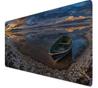 Blue Mouse Pad 90 x 40cm, Large Mouse Mat Boat Desk Mat with Anti-Slip Rubber Base, Waterproof Surface Stitched Edges Keyboard Mat Home Office PC Gaming Desk Accessories for Men, Gifts for Women c2069