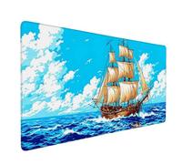 Blue Mouse Pad Boat Large Mouse Mat 90 x 40cm Desk Mat Large Non-Slip Rubber Base-Smooth Cloth Surface, Durable Stitched Edges Desk Pad for Gaming, Office, Computer Keyboard Accessories (Blue) 55254d