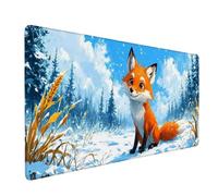 Blue Mouse Pad Fox Large Mouse Mat 70 x 30cm Desk Mat Large Non-Slip Rubber Base-Smooth Cloth Surface, Durable Stitched Edges Desk Pad for Gaming, Office, Computer Keyboard Accessories (Blue) 54727z