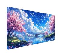 Blue Mouse Pad Landscape Large Mouse Mat 60 x 30cm Desk Mat Large Non-Slip Rubber Base-Smooth Cloth Surface, Durable Stitched Edges Desk Pad for Gaming, Computer, Office Accessories (Blue) 50645q