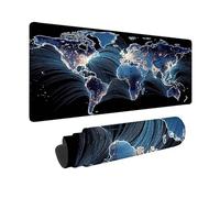 Blue Mouse Pad Large 28x12x0.12inch, Map Gaming Mouse Pad Waterproof Desk Mat with 3MM Stitched Edges, Non-Slip Rubber Base Mousepad Computer Accessories for Gaming, PC, Laptop, Office -hjw2601PB