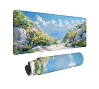 Blue Mouse Pad Large 36x16x0.12inch, Ocean Gaming Mouse Pad Waterproof Desk Mat with 3MM Stitched Edges, Non-Slip Rubber Base Mousepad Computer Accessories for Gaming, PC, Laptop, Office -hjw2601B4