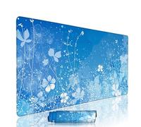 Blue Mouse Pad Large Gaming Keyboard Pads 31.5x15.7x0.12 inch Computer Full Desk Mat Waterproof with Rubber Base Non-Slip xxl Flower Laptop Mat Gaming Accessories with Stitched Edges for Office w-2010