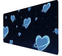 Blue Mouse Pad Love Large Mouse Mat, Gaming Desk Mat Soft Smooth Surface and Anti-Slip Rubber Base Waterproof Soft Cloth, Desk Accessories for Men, Computer, Work, Home Office (Blue 80 x 40cm) f4650