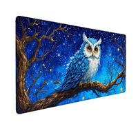 Blue Mouse Pad Owl Large Mouse Mat 100 x 50cm Desk Mat Large Non-Slip Rubber Base-Smooth Cloth Surface, Durable Stitched Edges Desk Pad for Gaming, Office, Computer Keyboard Accessories (Blue) 60260q