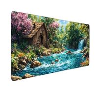 Blue Mouse Pad River Large Mouse Mat 90 x 40cm Desk Mat Large Non-Slip Rubber Base-Smooth Cloth Surface, Durable Stitched Edges Desk Pad for Gaming, Office, Computer Keyboard Accessories (Blue) 52265q