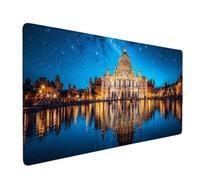 Blue Mouse Pad St. Peter'S Basilica Large Mouse Mat 90 x 40cm Desk Mat Large Non-Slip Rubber Base-Smooth Cloth Surface, Durable Stitched Edges Desk Pad for Gaming, Computer Accessories (Blue) 57221j