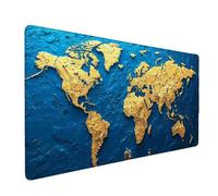 Blue Mouse Pad World Map Large Mouse Mat 60 x 30cm Desk Mat Large Non-Slip Rubber Base-Smooth Cloth Surface, Durable Stitched Edges Desk Pad for Gaming, Computer, Office Accessories (Blue) 51135l