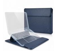 Blue Multi-Function Laptop Sleeve 14-15.6 Inch ONLY Not for 11-13.3” MacBook Pro Air Dell XPS HP Pavilion Surface 3-in-1 Protective Case Adjustable Stand Mouse Pad Waterproof Leather Business