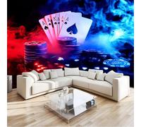 Blue Mural Poker Game Code Premium Non-Woven Art Print Photo, Versatile Wall Decor for Home Bedroom Living Room & Kids’ Rooms W400 X H280 Cm