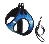 Blue Music Note,Pet Harness,Adjustable Reflective Dog Harness,Pet Leash Vest,S