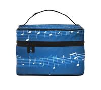 Blue Music Note Print Portable Makeup Bag Versatile Zipper Makeup Bag Polyester Black One Size Black One Size Black One Size, Black/White, One Size