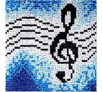 Blue Music Note Small Size Mini Cartoon Latch Hook Kits Rug Mat DIY Cushion Cushion Making Crochet Hooking Mat Making Kits Color Pattern Christmas Decoration Crochet Kits 30x30cm
