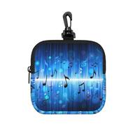 Blue Music Note, Square Zipper Storage Bag, Neoprene Coin Purse, Small Wallets, Change Pouch, Change Purse