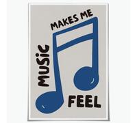 Blue Music Notes Canvas Wall Art Trendy Minimalist Music Poster Prints Musical Notes Music Aesthetics Posters Wall Decor for Music Room Classroom 20x30inch Unframed