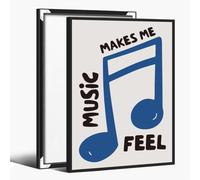 Blue Music Notes Canvas Wall Art Trendy Minimalist Music Poster Prints Musical Notes Music Aesthetics Posters Wall Decor for Music Room Classroom 24x36inch black framed