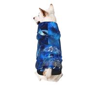 Blue Music Printed Dog Hoodie Soft Dog Sweatshirt Cute Cat Dog Clothes for Small Dogs Kitten Puppy, S