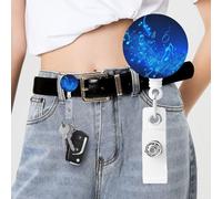 Blue Musical Notes Badge Reels Retractable with Clip and Keychain Funny Cute Badge Clips Id Card Badge Holder for Office Worker Doctor Nurse