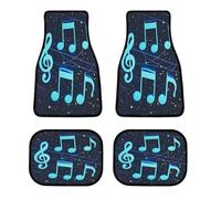 Blue Musical Notes Car Floor Mats Personalized Anti-Slip Vehicle Front Rear Rugs Classic All-Weather Universal Driver Heel Pad Fit for SUV Vans Sedans Trucks Set of 4pcs