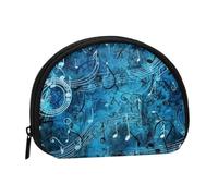 Blue Musical Notes Coin Purse, Mini Wallet for Women Men Gifts Change Bag with Zipper Shell Shaped Small Coin Bag Travel Organizer Change Storage Pouch for Cash, Cards, Keys, Lipstick