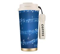 Blue Musical Notes Double Wall Stainless Steel Vacuum Insulated Travel Mug with Splash-Proof Lid Perfect for Camping & On-The-Go