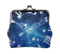 Blue Musical Notes Full Double-Sided Printed Pattern Women's and Girls' Fashionable Leather Kiss Lock Coin Purse Card Bag