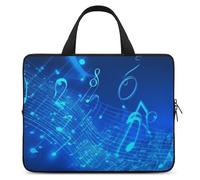 Blue Musical Notes Laptop Bag Durable Laptop Sleeve Water-Resistant Notebook Bag for Computer Or Tablet